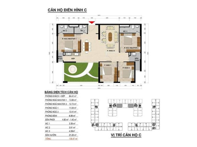 Layout căn hộ Green River, Quận 8 Căn hộ Green River tầng 19 cửa hướng Bắc, không có nội thất.