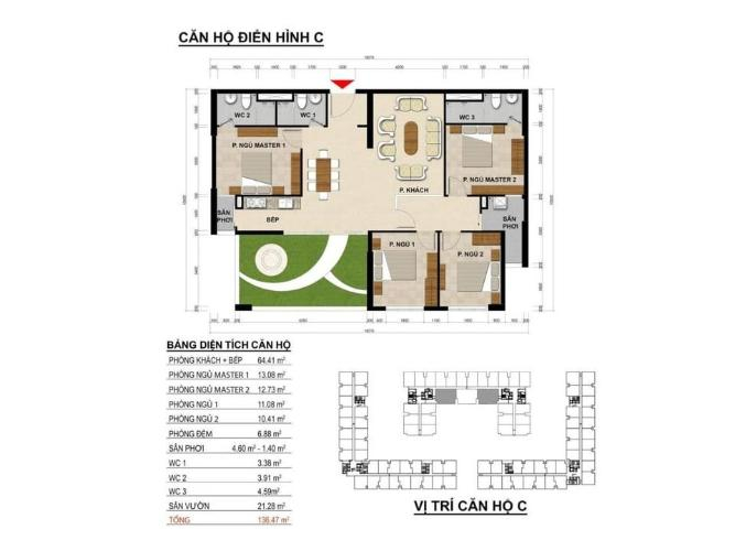 Layout căn hộ Green River, Quận 8 Căn hộ Green River tầng 19 cửa hướng Bắc, không có nội thất.