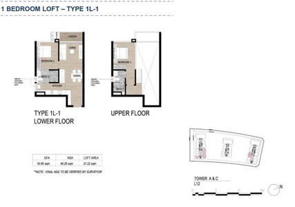 Layout The Metropole Thủ Thiêm, Quận 2 Căn hộ The Metropole Thủ Thiêm tầng 12 thiết kế 2 phòng ngủ, nội thất cơ bản.