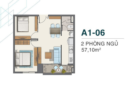 Layout Căn hộ Q7 Boulevard, Quận 7 Căn hộ Q7 Boulevard tầng 10 thiết kế 2 phòng ngủ, bàn giao nội thất cơ bản.