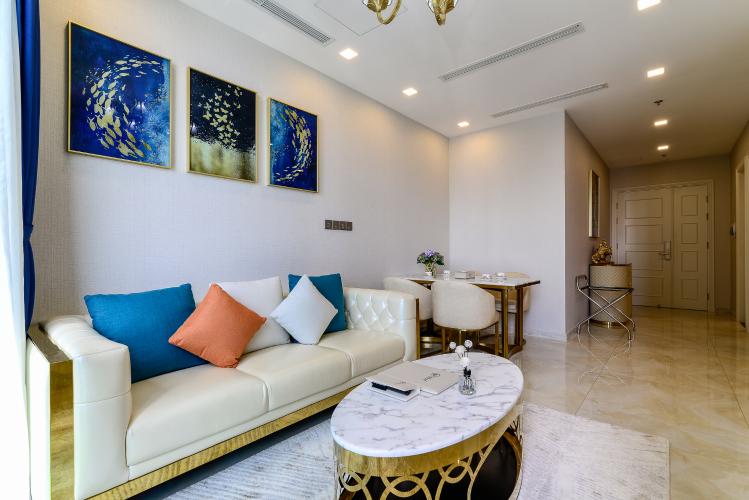 Phòng khách căn hộ Vinhomes Golden River Cho thuê officetel Vinhomes Golden River 2PN, diện tích 68m2, đầy đủ nội thất, view sông Sài Gòn