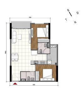 Layout căn hộ Opal Boulevard , Huyện Dĩ An Căn hộ Opal Boulevard hướng cửa Tây Bắc thoáng mát, nội thất cơ bản.