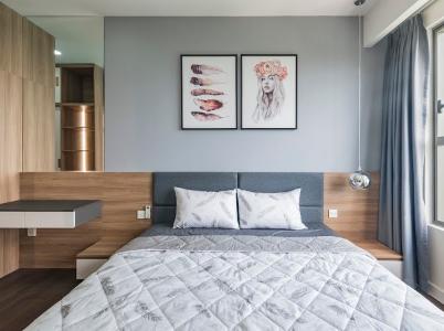 Phòng ngủ căn hộ The Sun Avenue Căn hộ The Sun Avenue tầng trung, view thành phố sầm uất.