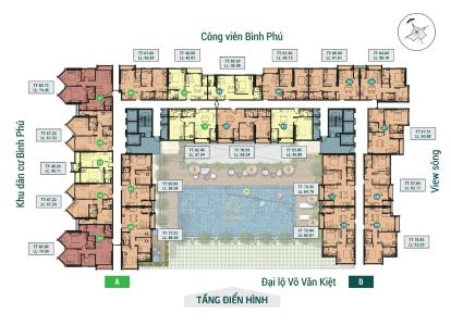 Layout Asiana Capella, Quận 6 Căn hộ Asiana Capella hướng ban công tây bắc nội thất cơ bản diện tích 82.66m²