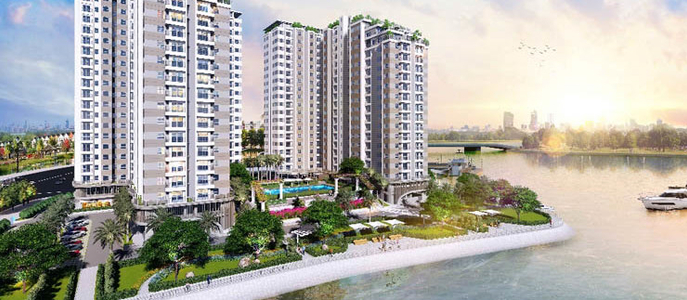 Căn hộ Conic Riverside, Quận 8 Căn hộ Conic Riverside view nội khu hồ bơi, nội thất cơ bản.