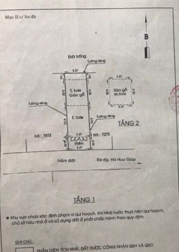 Bản vẽ nhà phố Quận 12 Nhà phố hẻm xe hơi đường Thạnh Lộc 8, kết cấu 1 trệt 1 gác lửng.