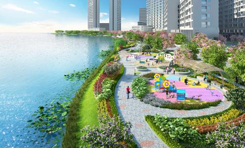 công viên nội khu căn hộ Phú Mỹ Hưng Midtown Căn hộ Phú Mỹ Hưng Midtown nội thất cơ bản, view thành phố.