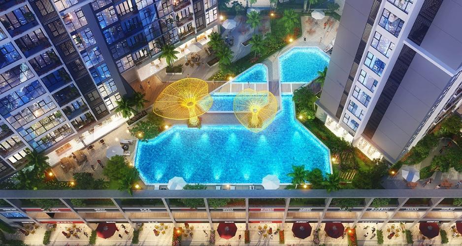 Nội khu hồ bơi Eco Green Saigon Căn hộ Eco Green Saigon 2 phòng ngủ thiết kế hiện đại đầy đủ nội thất