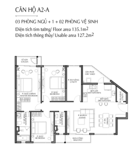 Layout căn hộ Diamond Brilliant, Quận Tân Phú Căn hộ tầng 8 Diamond Brilliant diện tích 135.1m2, không gian thoáng đãng.