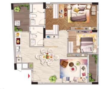 Layout Phú Mỹ Hưng Midtown Căn hộ Phú Mỹ Hưng Midtown view thoáng mát, nội thất cơ bản.