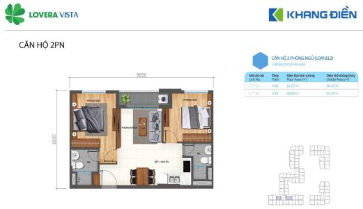 Layout Lovera Vista, Bình Chánh Căn hộ Lovera Vista nội thất cơ bản, hướng Đông Nam