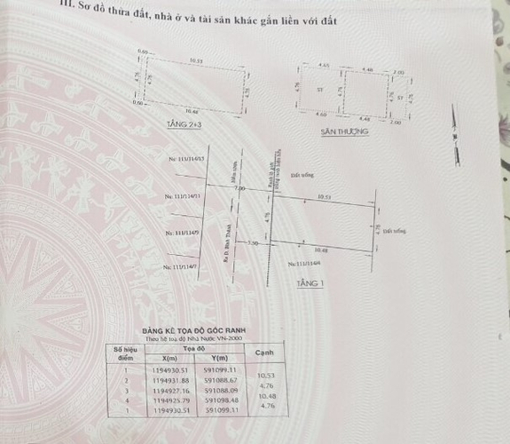 Bản vẽ nhà phố Quận Bình Tân Nhà có sổ hồng riêng, kết cấu 1 trệt, 2 lầu và sân thượng thoáng mát.