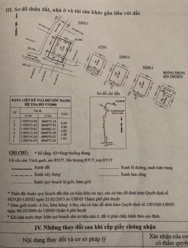 Mặt bằng sàn nhà phố quận 4 Bán nhà phố 3 tầng hướng Tây Nam hẻm đường Tôn Thất Thuyết