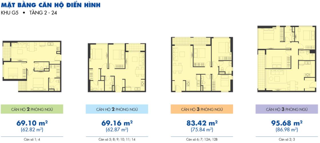 Mặt bằng căn hộ Căn hộ Sunrise Riverside hướng ban công bắc đầy đủ nội thất diện tích 95.68m²