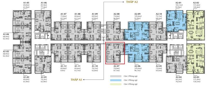 Layout Sunshine City Saigon Bán office-tel Sunshine City Saigon nội thất cơ bản, 2 phòng ngủ.