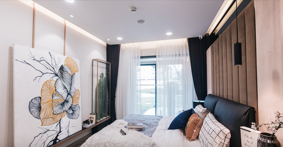 Nhà mẫu căn hộ Diamond Alnata Plus, Quận Tân Phú Căn hộ Diamond Alnata Plus thiết kế 2 phòng ngủ, không gian thoáng đãng.