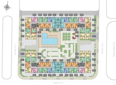 Layout căn hộ Boulevard Quận 7 Căn hộ Q7 Boulevard 2 phòng ngủ ban công thông thoáng.