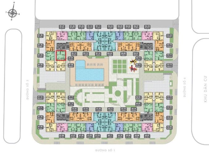 Layout căn hộ Boulevard Quận 7 Căn hộ Q7 Boulevard 2 phòng ngủ ban công thông thoáng.