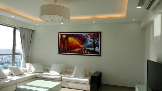 Phòng khách căn hộ Riviera Point Căn hộ tầng cao Riviera Point nội thất đầy đủ, view thành phố sầm uất.