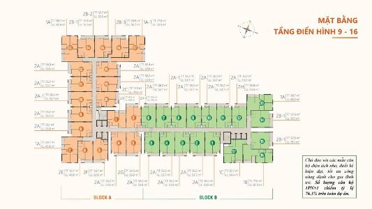 Mặt bằng tầng điển hình dự án RICCA Căn hộ Ricca nội thất cơ bản diện tích 56.7m²