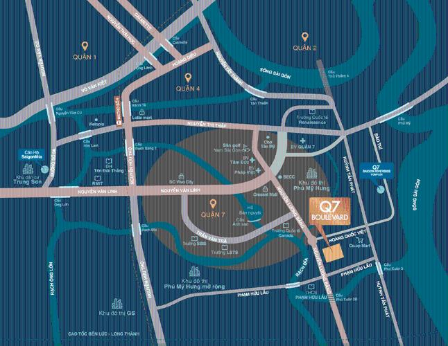 tiện ích xung quanh căn hộ Q7 Boulevard Căn hộ Q7 Boulevard nội thất cơ bản, view hồ bơi nội khu.