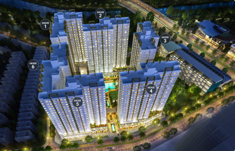 Akari City, Quận Bình Tân Căn hộ Akari City hướng ban công nam không có nội thất diện tích 121.2m²