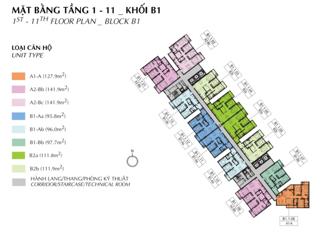 Mặt bằng chung căn hộ Diamond Brilliant, Quận Tân Phú Căn hộ Diamond Brilliant hướng ban công tây nam không có nội thất diện tích 95.8m²
