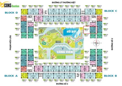 Layout tầng căn hộ Bcons Garden , Dĩ An Căn hộ Bcons Garden cửa chính hướng Đông đón gió mát mẻ, nội thất mới tinh.