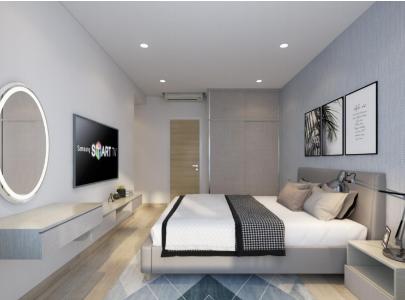 Phòng ngủ căn hộ Riviera Point Căn hộ tầng 12 Riviera Point sàn gỗ, view thành phố thành phố sầm uất.