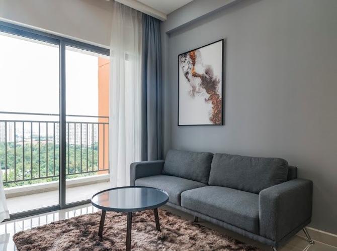 Phòng khách căn hộ The Sun Avenue Căn hộ The Sun Avenue tầng trung, view thành phố sầm uất.