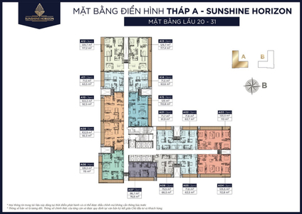 mặt bằng chung Sunshine Horizon Căn hộ Sunshine Horizon tầng 23 cửa hướng Đông, nội thất cơ bản.