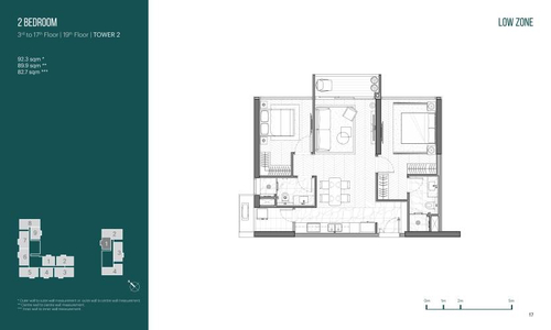 Layout căn hộ Empire City, Quận 2 Căn hộ Empire City nội thất cơ bản diện tích 92.3m²