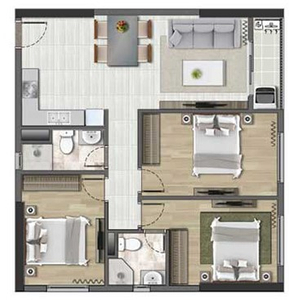 Layout căn hộ Soho Residence, Quận 1 Căn hộ Soho Residence tầng 27 thiết kế hiện đại, không có nội thất.