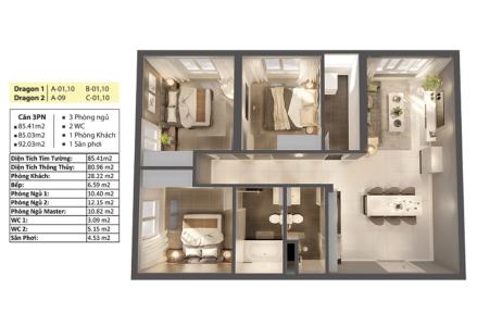 Phối cảnh căn hộ Topaz Elite Căn hộ tầng cao Topaz Elite hướng Tây Bắc, view thành phố.