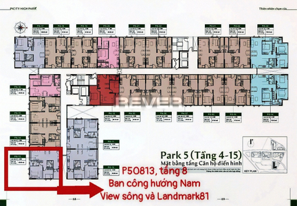 Layout tầng căn hộ Picity High Park, Quận 12 Căn hộ Picity High Park tầng 8 diện tích 65.96m2, bàn giao nội thất cơ bản.