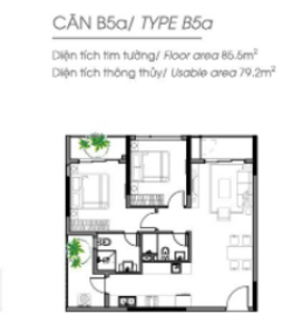 Layout căn hộ Diamond Alnata, Quận Tân Phú Căn hộ Diamond Alnata tầng 7 diện tích 85.5m2, không có nội thất.