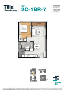 Layout căn hộ Empire City, Quận 2 Căn hộ Empire City diện tích 63.79m2, nội thất cơ bản.