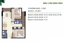 Căn hộ Lavita Charm hướng ban công tây nam nội thất cơ bản diện tích 67.3m²