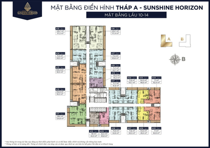 Layout tầng căn hộ Sunshine Horizon, Quận 4 Căn hộ Sunshine Horizon tầng 13 cửa hướng Tây Nam, nội thất cơ bản.