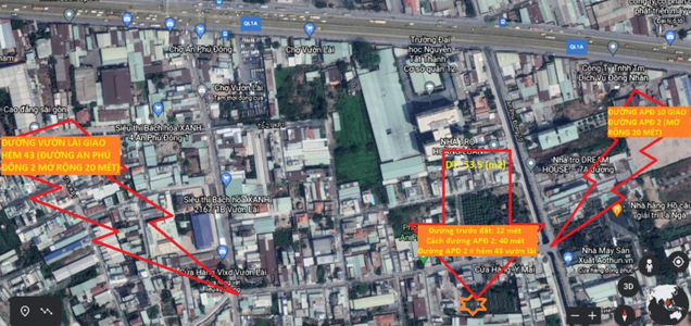 Vị trí đất nền Quận 12 Đất nền diện tích 53.3m2 rộng thoáng, sau lưng trường ĐH Nguyễn Tất Thành.