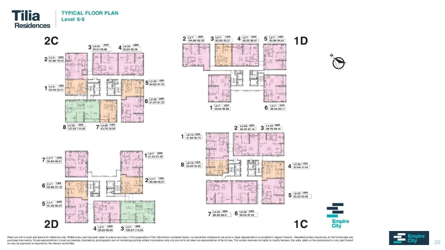 Mặt bằng chung căn hộ Empire City, Quận 2 Căn hộ Empire City, diện tích 63.79m²