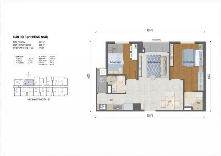 Layout West Intela, Quận 8 Căn hộ West Intela tầng trung, bàn giao nội thất cơ bản.