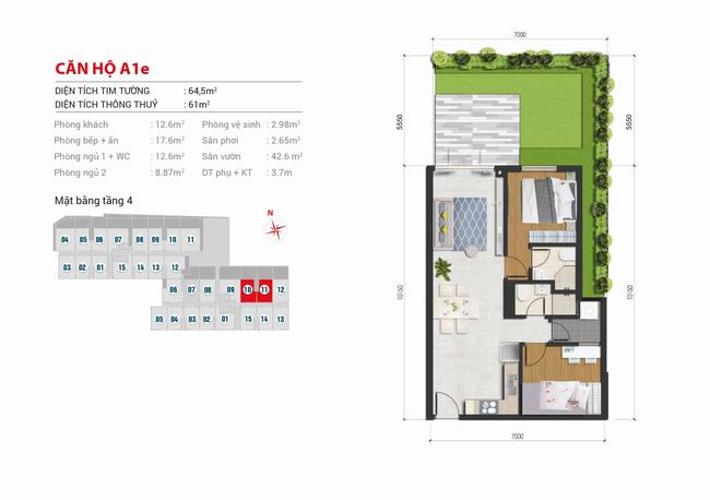 Layout căn hộ High Intela , Quận 8 Căn hộ High Intela hướng Tây Bắc nội thất cơ bản, view thoáng mát.