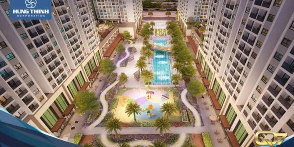 Nôi khu - Hồ bơi Q7 Sài Gòn Riverside Bán căn hộ Q7 Saigon Riverside nội thất cơ bản, ban công hướng Tây Nam