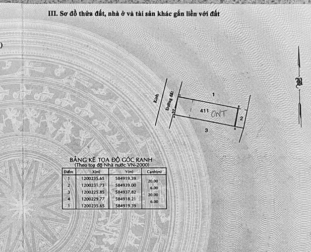 Bản vẽ đất nền Huyện Bình Chánh Đất nền diện tích 120m2 hướng Tây Bắc, khu dân cư sầm uất.
