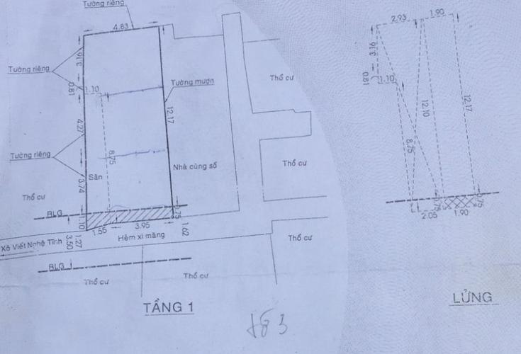 Bản vẻ nhà phố Quận Bình Thạnh Nhà phố Q. Bình Thạnh diện tích đất 62.2m2, sổ hồng riêng pháp lý đầy đủ.