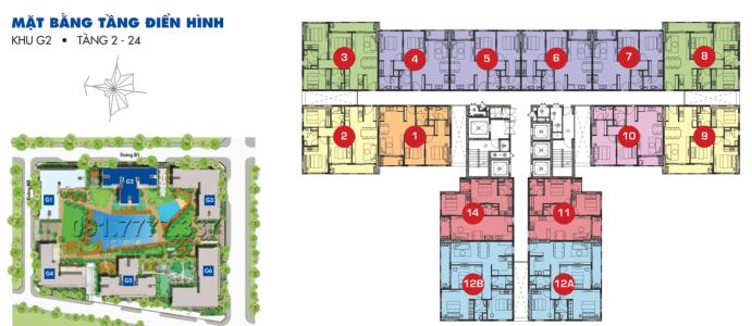 Mặt bằng block D Căn hộ Sunrise Riverside tầng trung, view nội khu yên tĩnh.