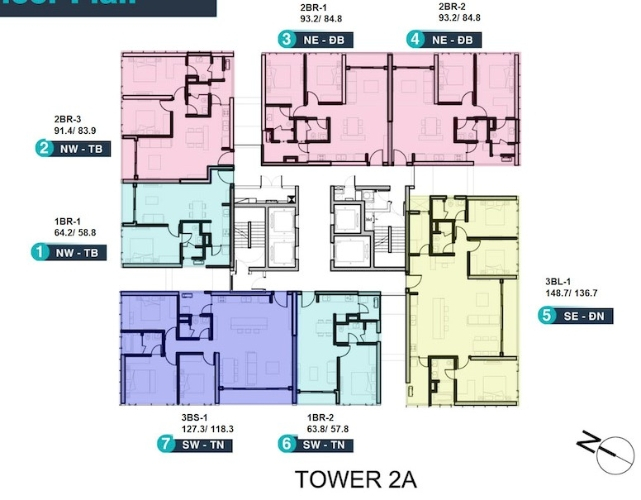 Mặt bằng chung căn hộ Empire City, Quận 2 Căn hộ Empire City nội thất cơ bản diện tích 148.7m²