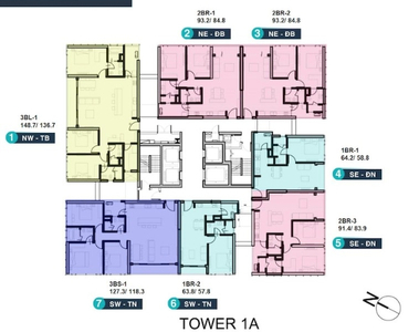 Layout căn hộ Empire City, Quận 2 Căn hộ cao cấp Empire City diện tích 93.2m2, bàn giao nội thất cơ bản.