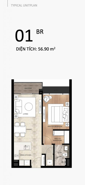 Căn hộ The River Thủ Thiêm nội thất cơ bản diện tích 63.85m²